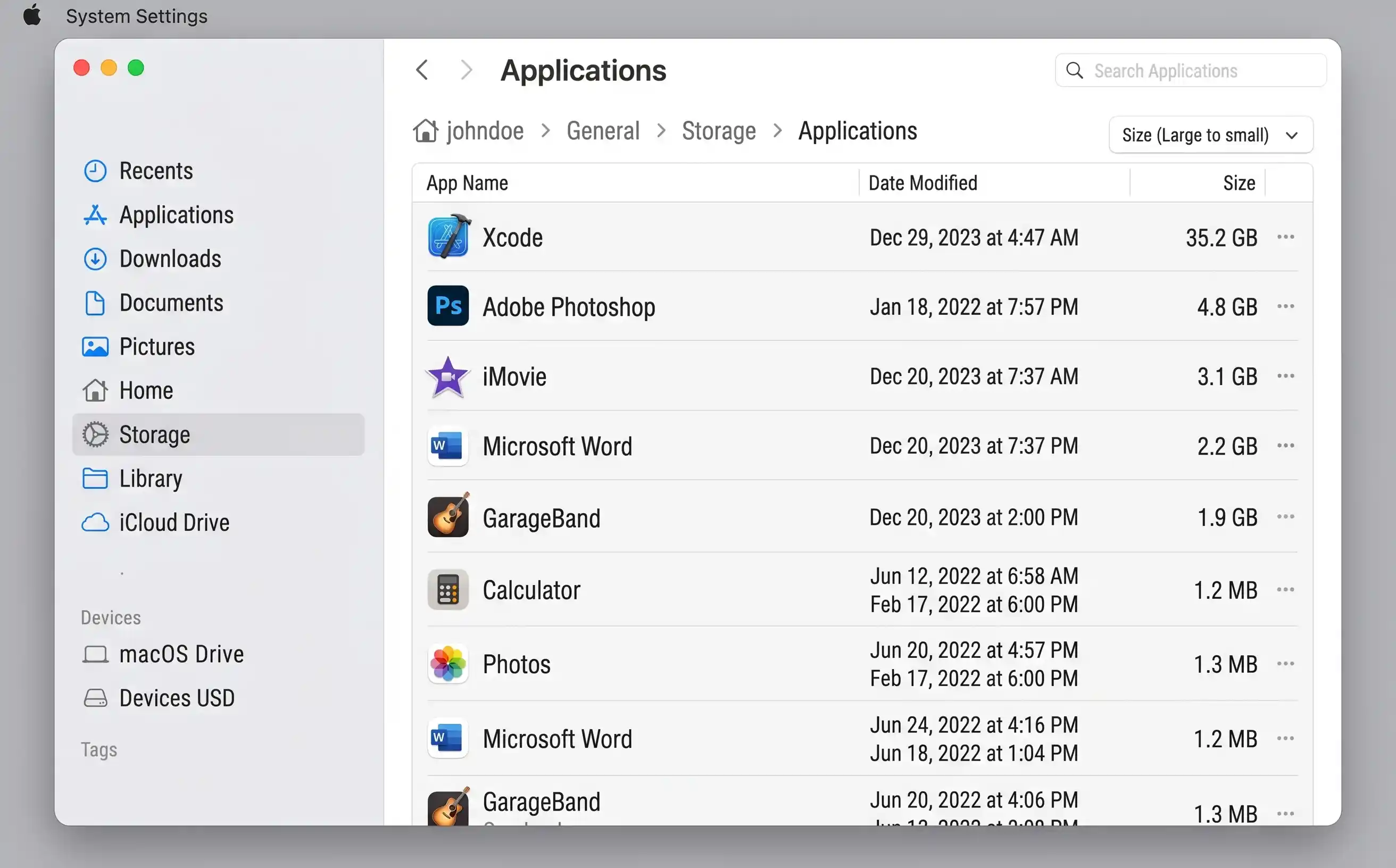 macOS Applications folder showing apps sorted by size alongside AppCleaner window listing associated files for an app